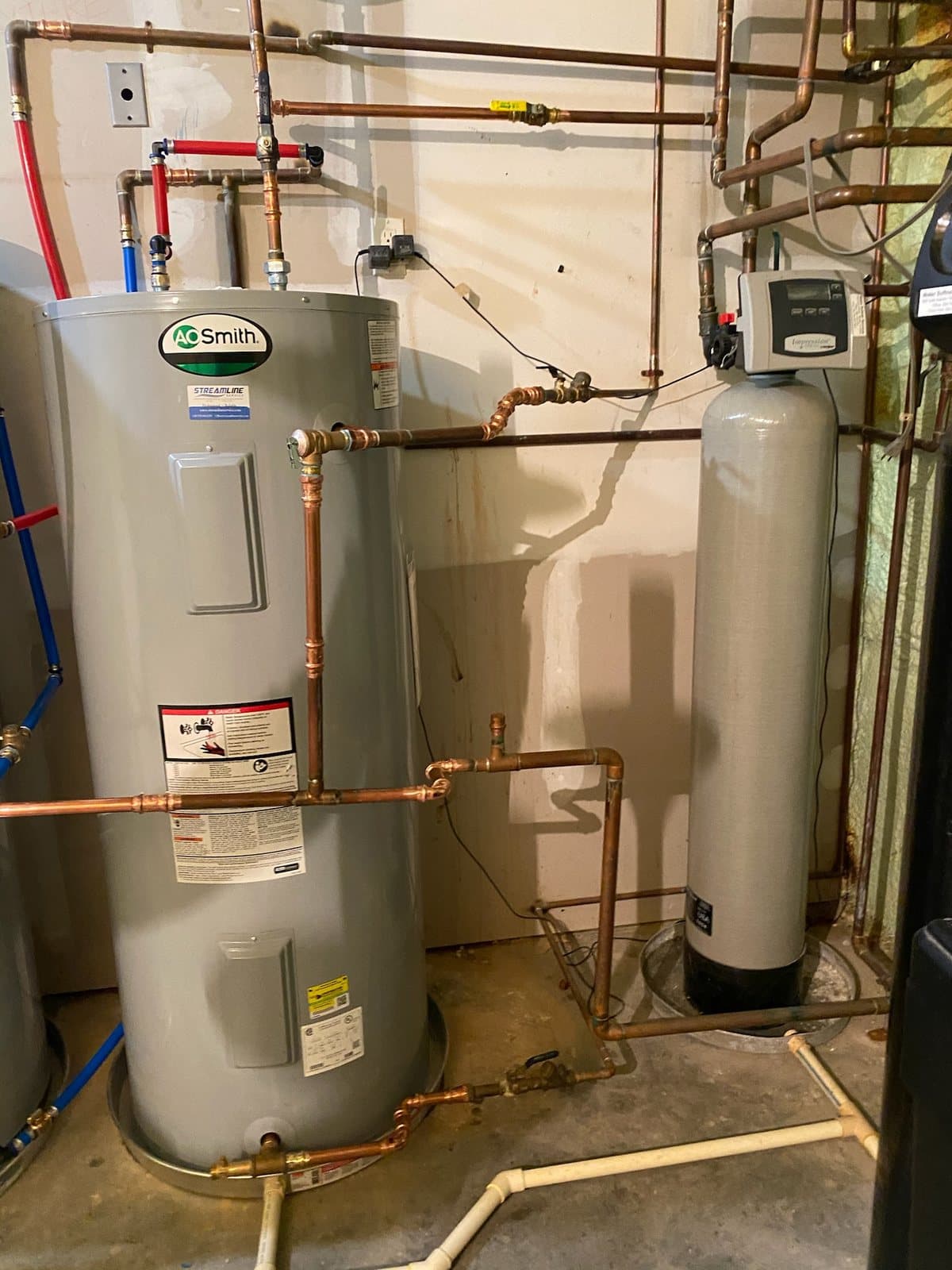 Water heater and water softener equipment room